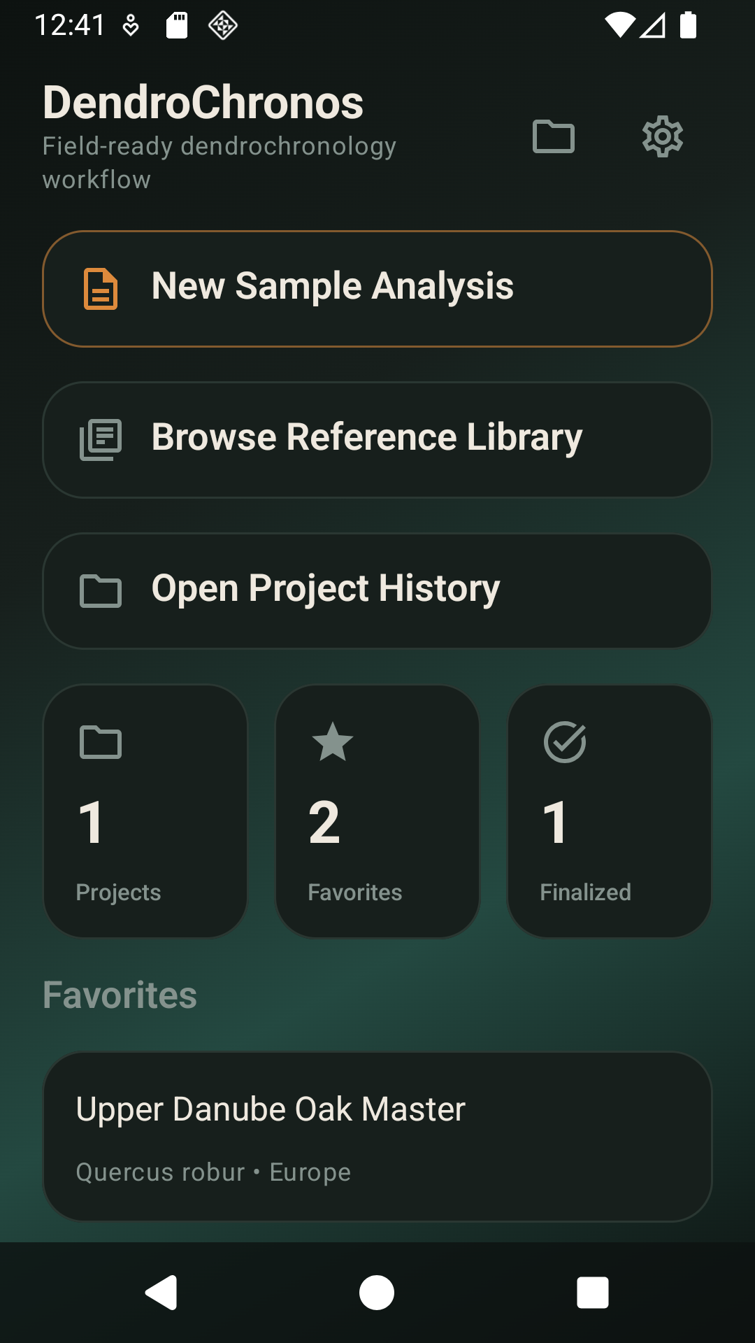 DendroChronos home screen preview